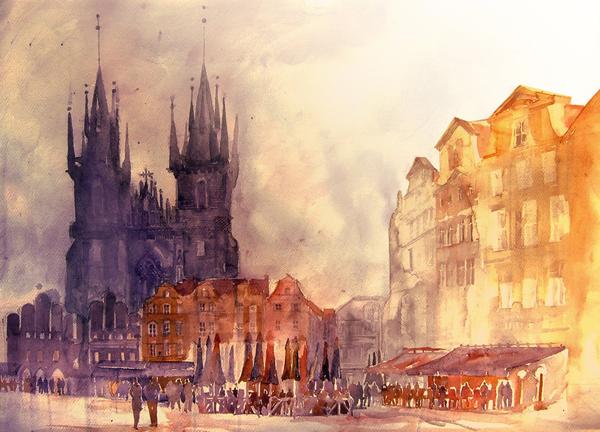 Watercolor Architectures by Maja Wronska