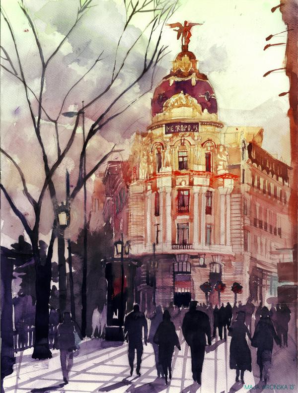 Watercolor Architectures by Maja Wronska