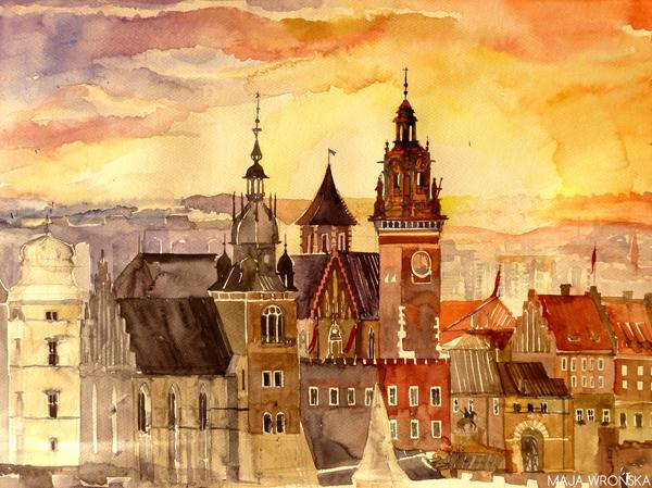 Watercolor Architectures by Maja Wronska