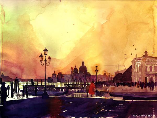 Watercolor Architectures by Maja Wronska