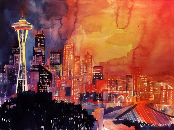 Watercolor Architectures by Maja Wronska