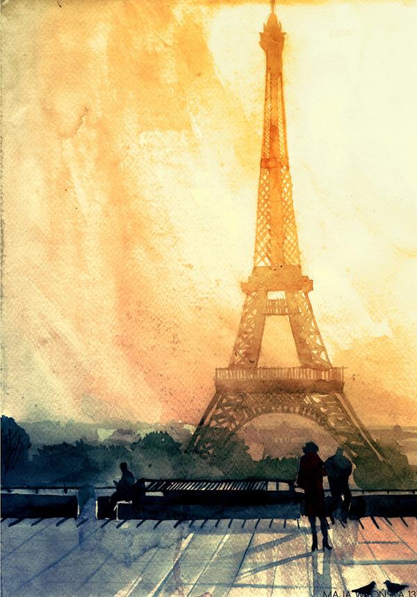 Watercolor Architectures by Maja Wronska