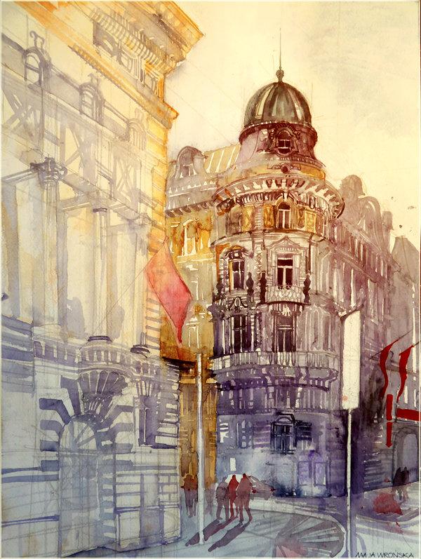 Watercolor Architectures by Maja Wronska