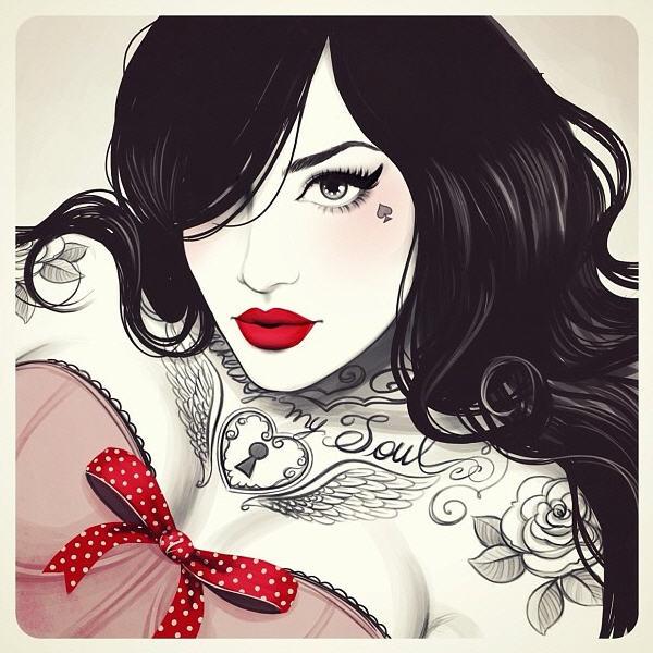 3 Rouge-in - Tattoo Illustrations-love 30 Amazing Illustrations for Your Tattoo Ideas