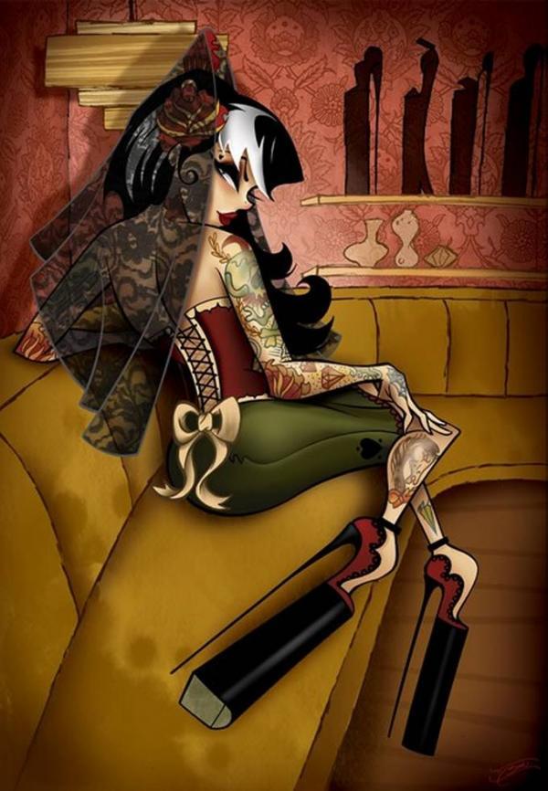 21 cartoon_girls Tattoo Illustrations2 30 Amazing Illustrations for Your Tattoo Ideas