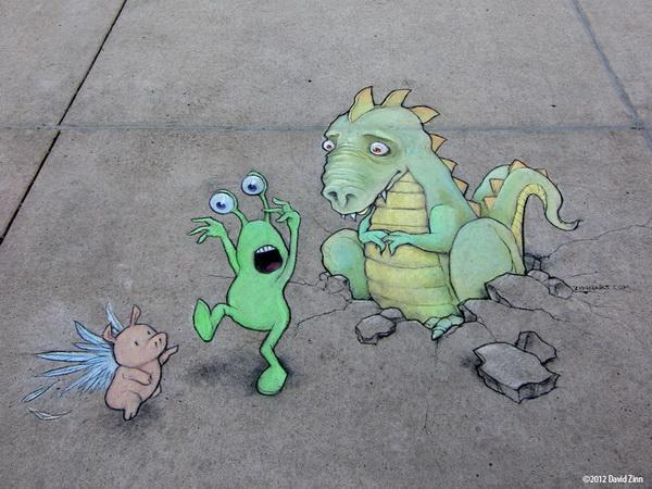 Playful Chalk Art by David Zinn