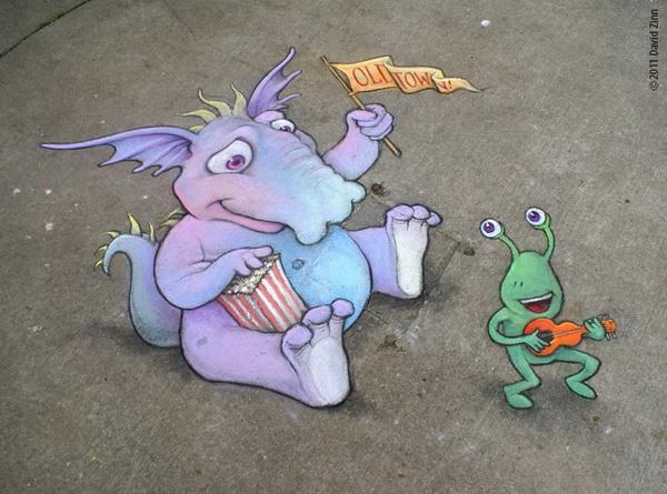 Playful Chalk Art by David Zinn
