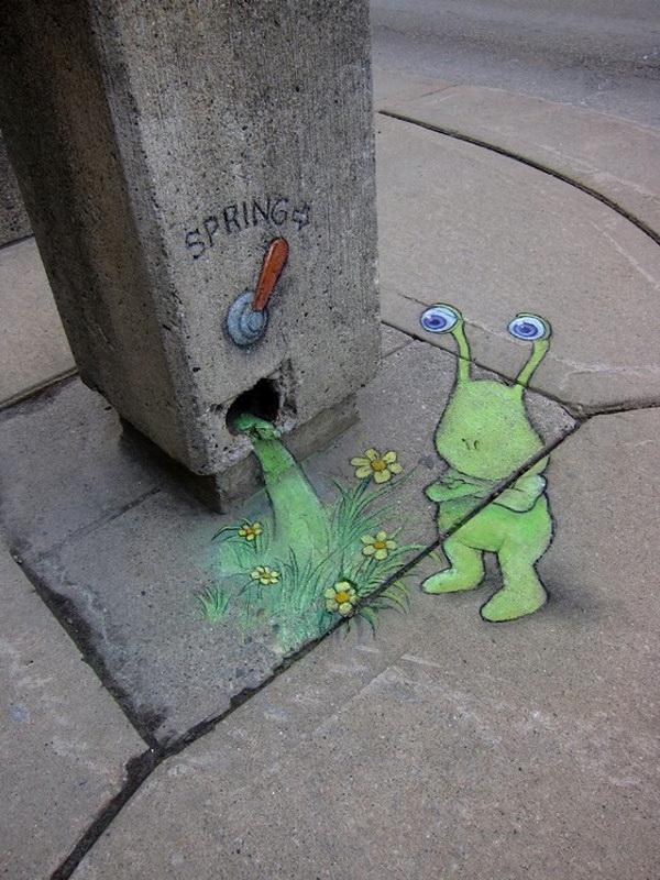 Playful Chalk Art by David Zinn