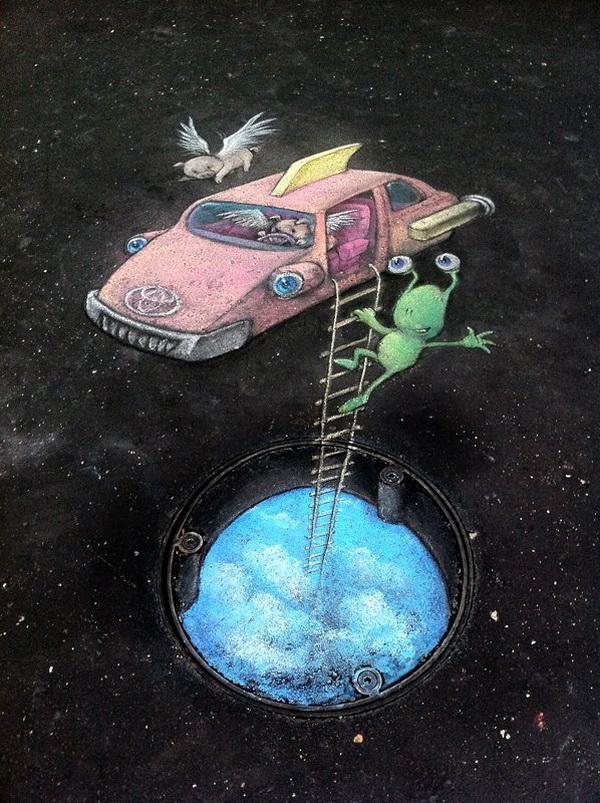 Playful Chalk Art by David Zinn