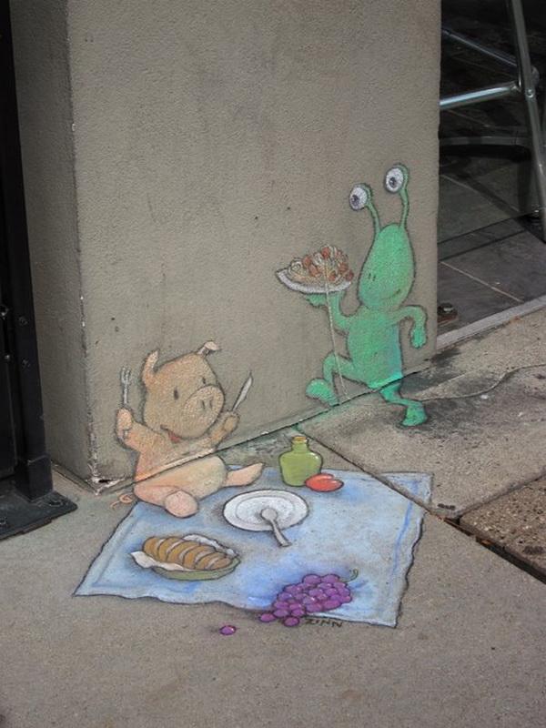 Playful Chalk Art by David Zinn