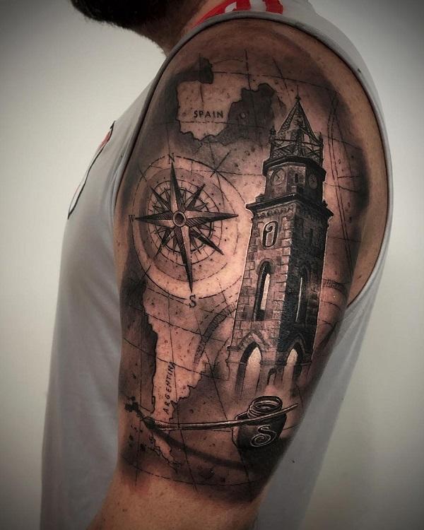 100 Awesome Compass Tattoo Designs
