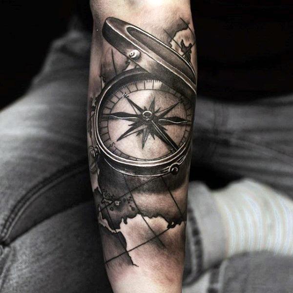 100 Awesome Compass Tattoo Designs