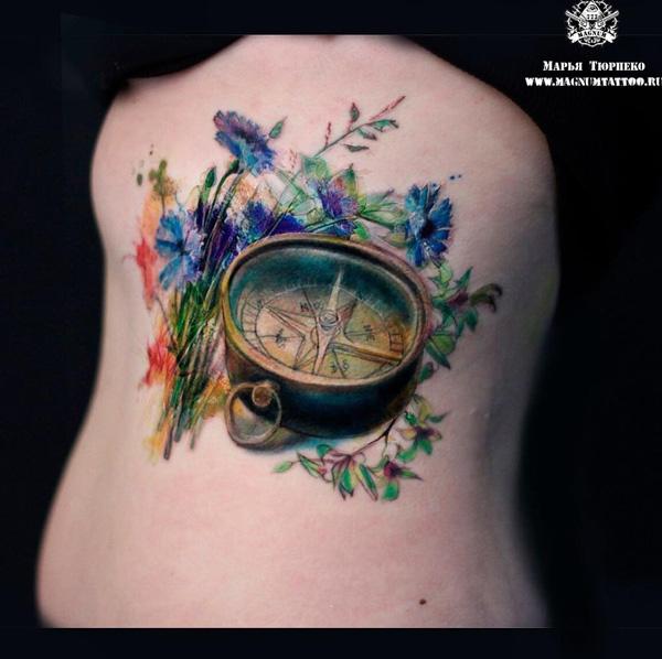 100 Awesome Compass Tattoo Designs