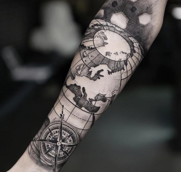 100 Awesome Compass Tattoo Designs