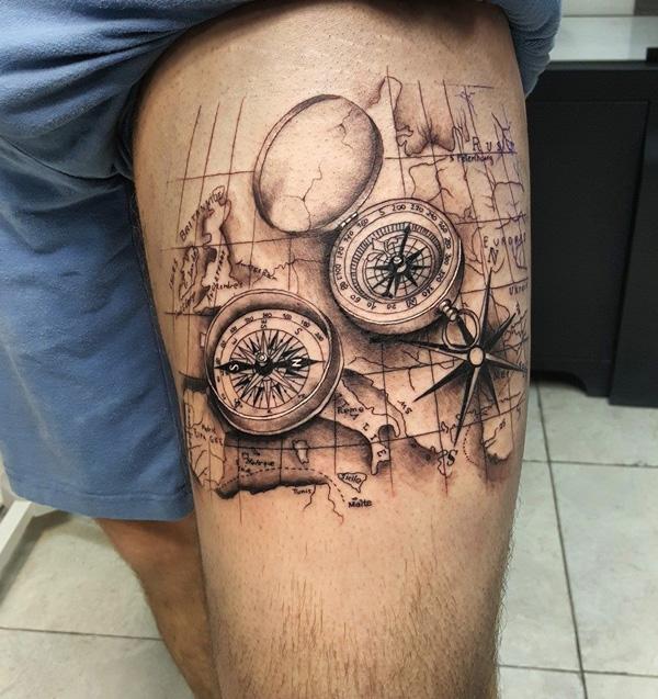 100 Awesome Compass Tattoo Designs