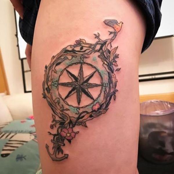 100 Awesome Compass Tattoo Designs