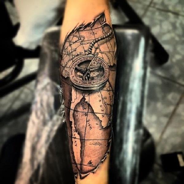 100 Awesome Compass Tattoo Designs