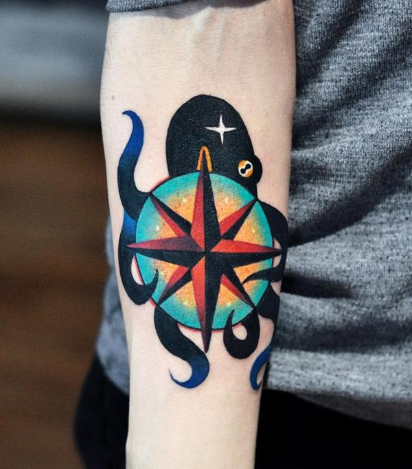 100 Awesome Compass Tattoo Designs
