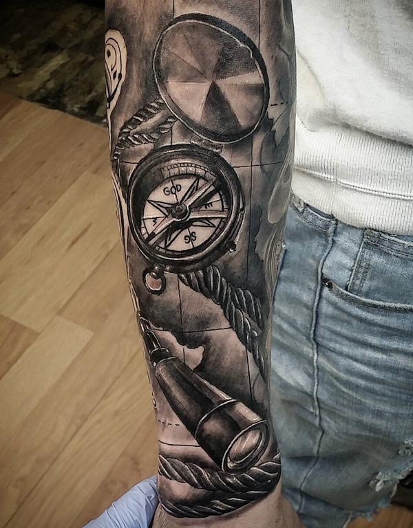 100 Awesome Compass Tattoo Designs