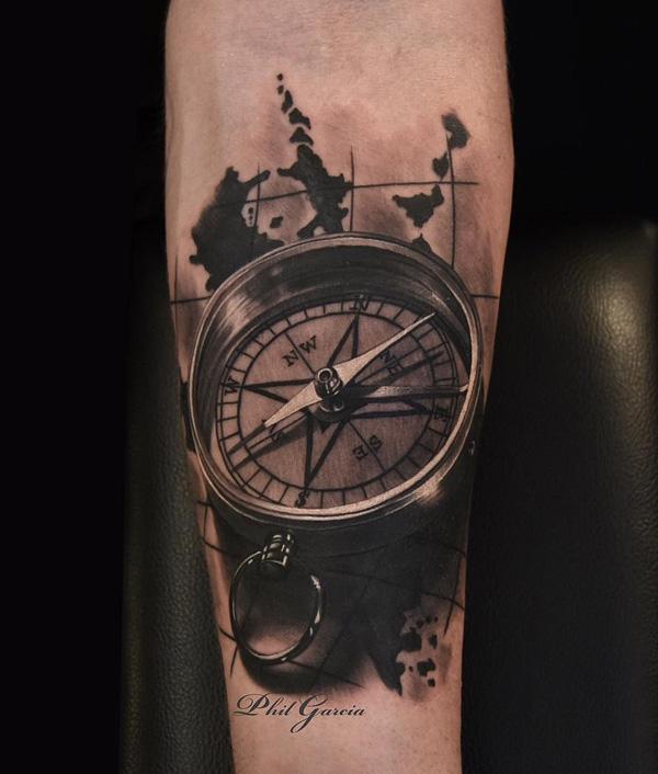100 Awesome Compass Tattoo Designs