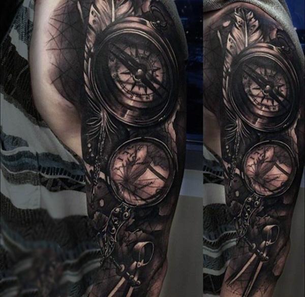 100 Awesome Compass Tattoo Designs