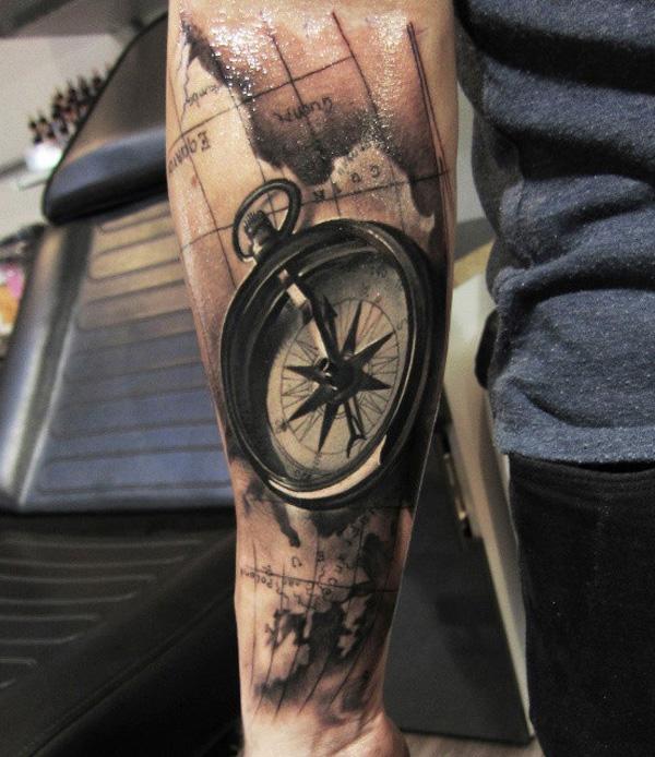 100 Awesome Compass Tattoo Designs