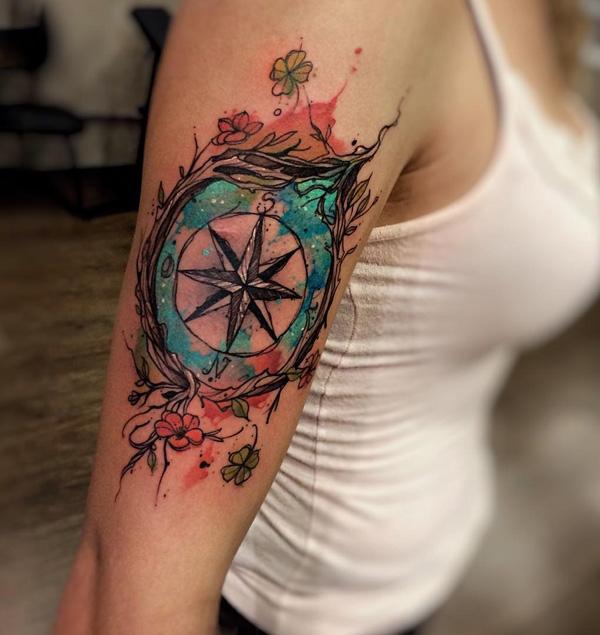 100 Awesome Compass Tattoo Designs