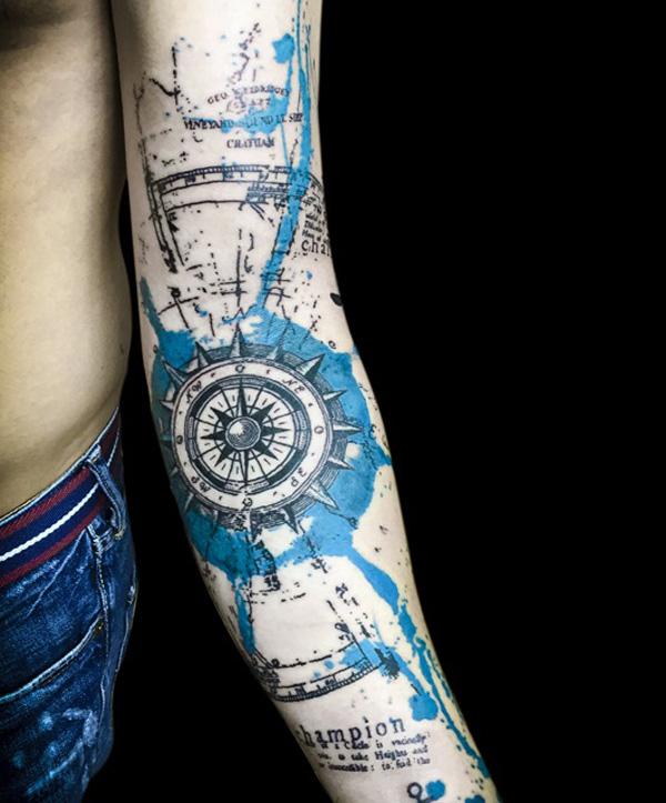 100 Awesome Compass Tattoo Designs