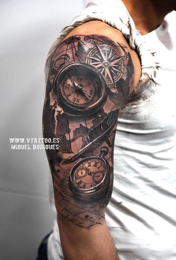 100 Awesome Compass Tattoo Designs
