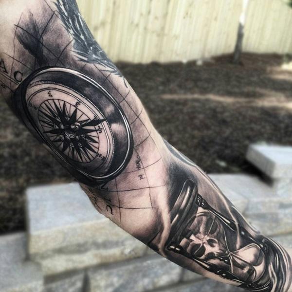 100 Awesome Compass Tattoo Designs