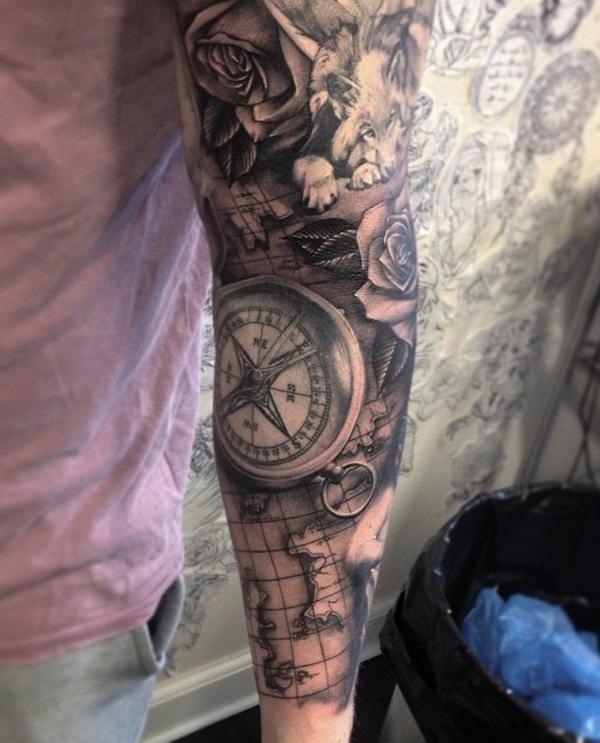100 Awesome Compass Tattoo Designs