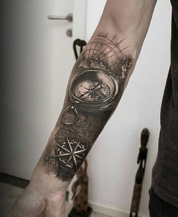100 Awesome Compass Tattoo Designs