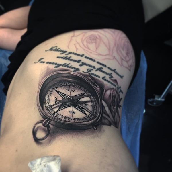 100 Awesome Compass Tattoo Designs
