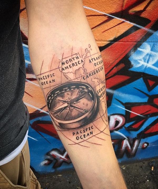 100 Awesome Compass Tattoo Designs