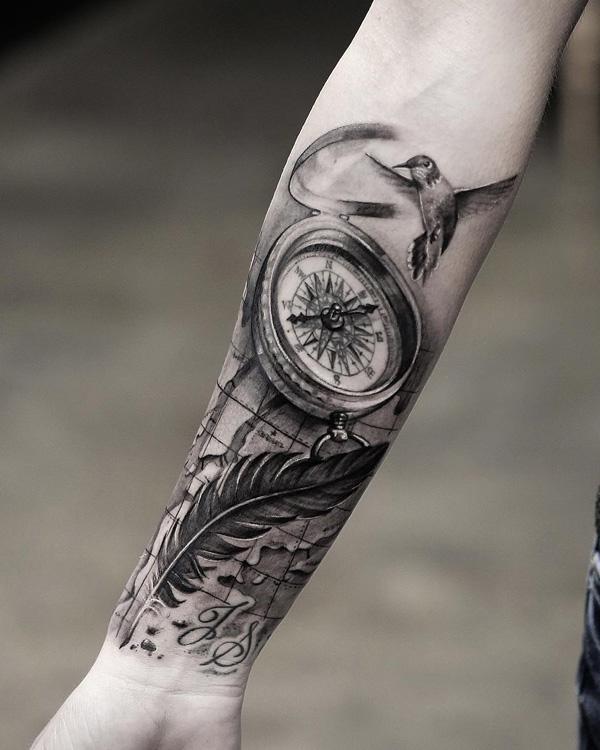 100 Awesome Compass Tattoo Designs