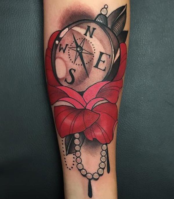 100 Awesome Compass Tattoo Designs