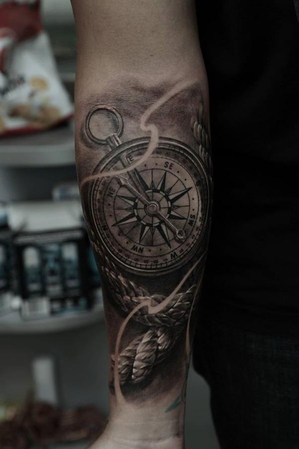 100 Awesome Compass Tattoo Designs
