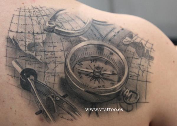 100 Awesome Compass Tattoo Designs