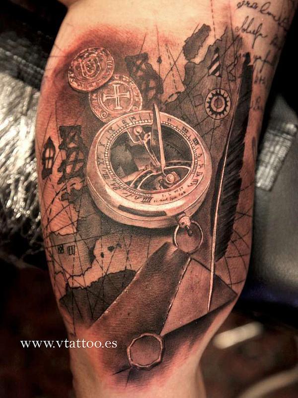 100 Awesome Compass Tattoo Designs
