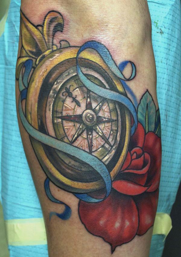 100 Awesome Compass Tattoo Designs