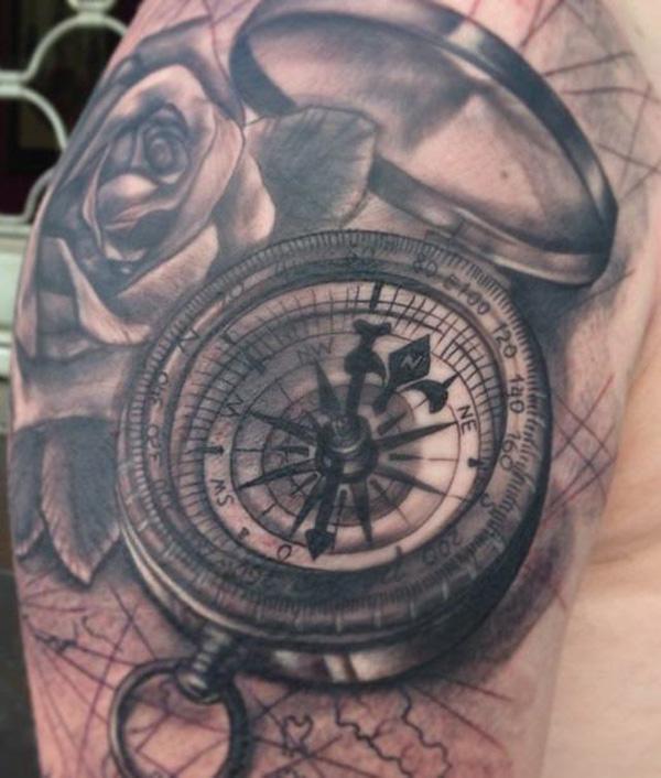 100 Awesome Compass Tattoo Designs