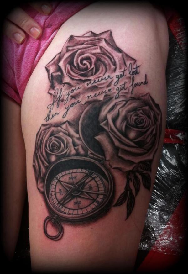 100 Awesome Compass Tattoo Designs