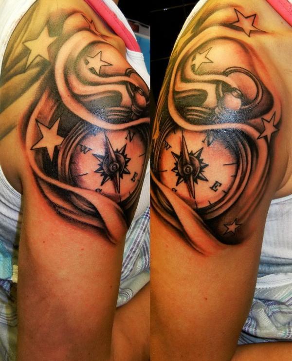 100 Awesome Compass Tattoo Designs