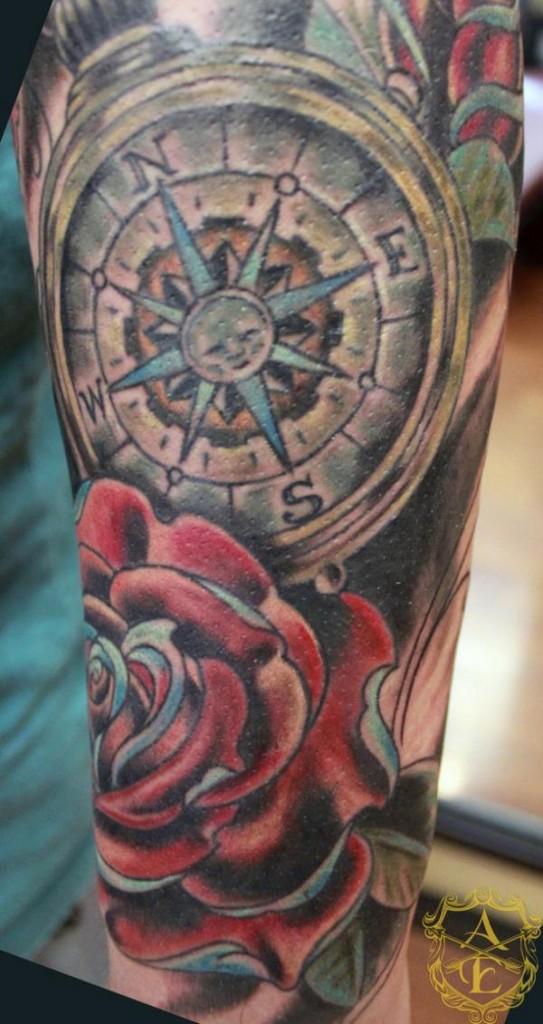 100 Awesome Compass Tattoo Designs