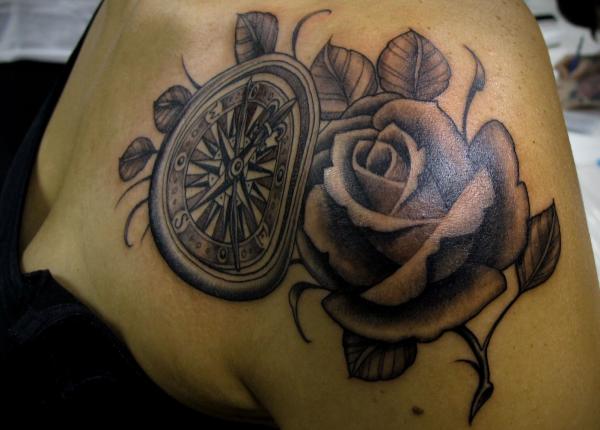 100 Awesome Compass Tattoo Designs