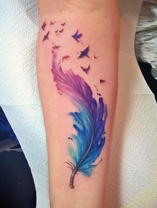 50 Beautiful Feather Tattoo Designs