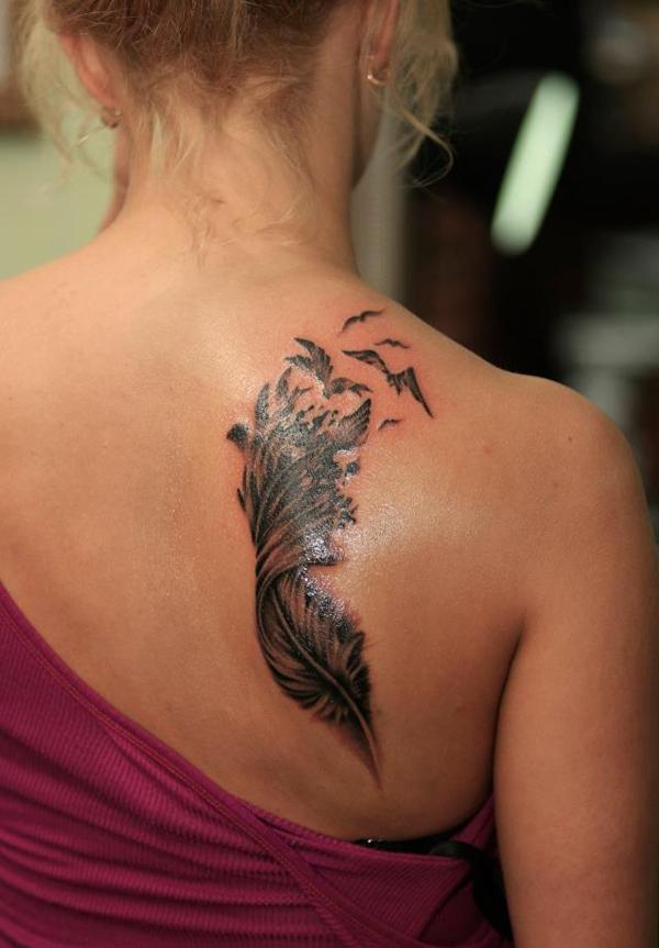 50 Beautiful Feather Tattoo Designs
