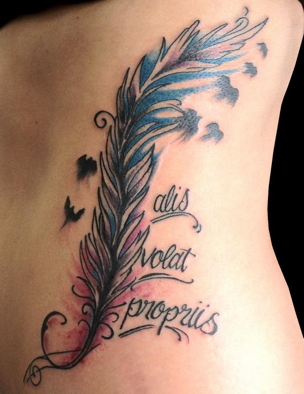 50 Beautiful Feather Tattoo Designs