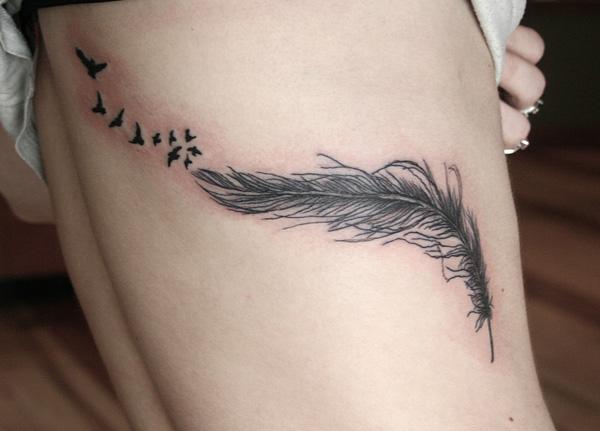 50 Beautiful Feather Tattoo Designs