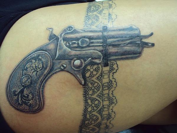 17 gun tattoo 35 Awesome Gun Tattoo Designs